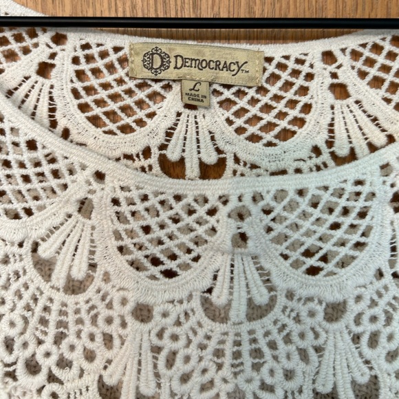 Democracy crochet sweater Large long sleeve top knit sweater lace crochet detail - Picture 10 of 14